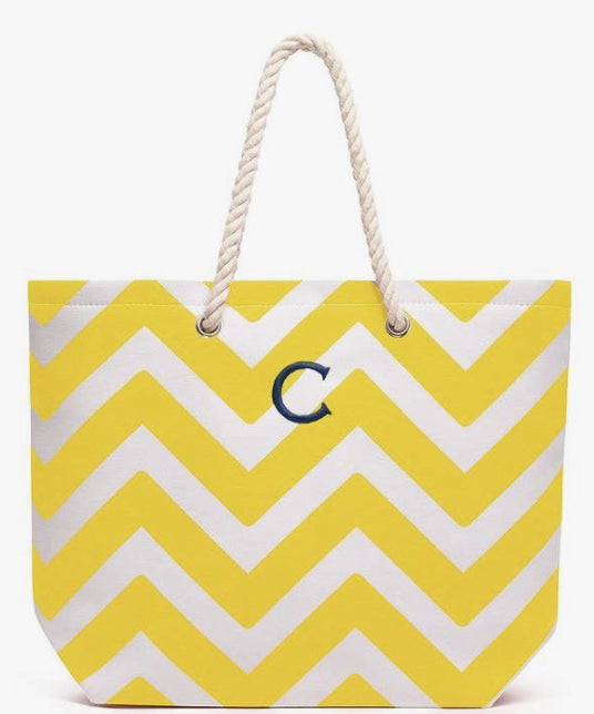 Canvas Tote Bag (Yellow & Navy)